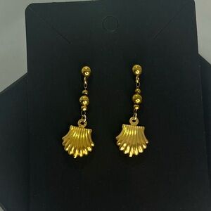Gold Shell Drop Earrings